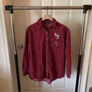 Vintage Disney Mickey Unlimited Corduroy Plaid Embroidered Fall Button Shirt